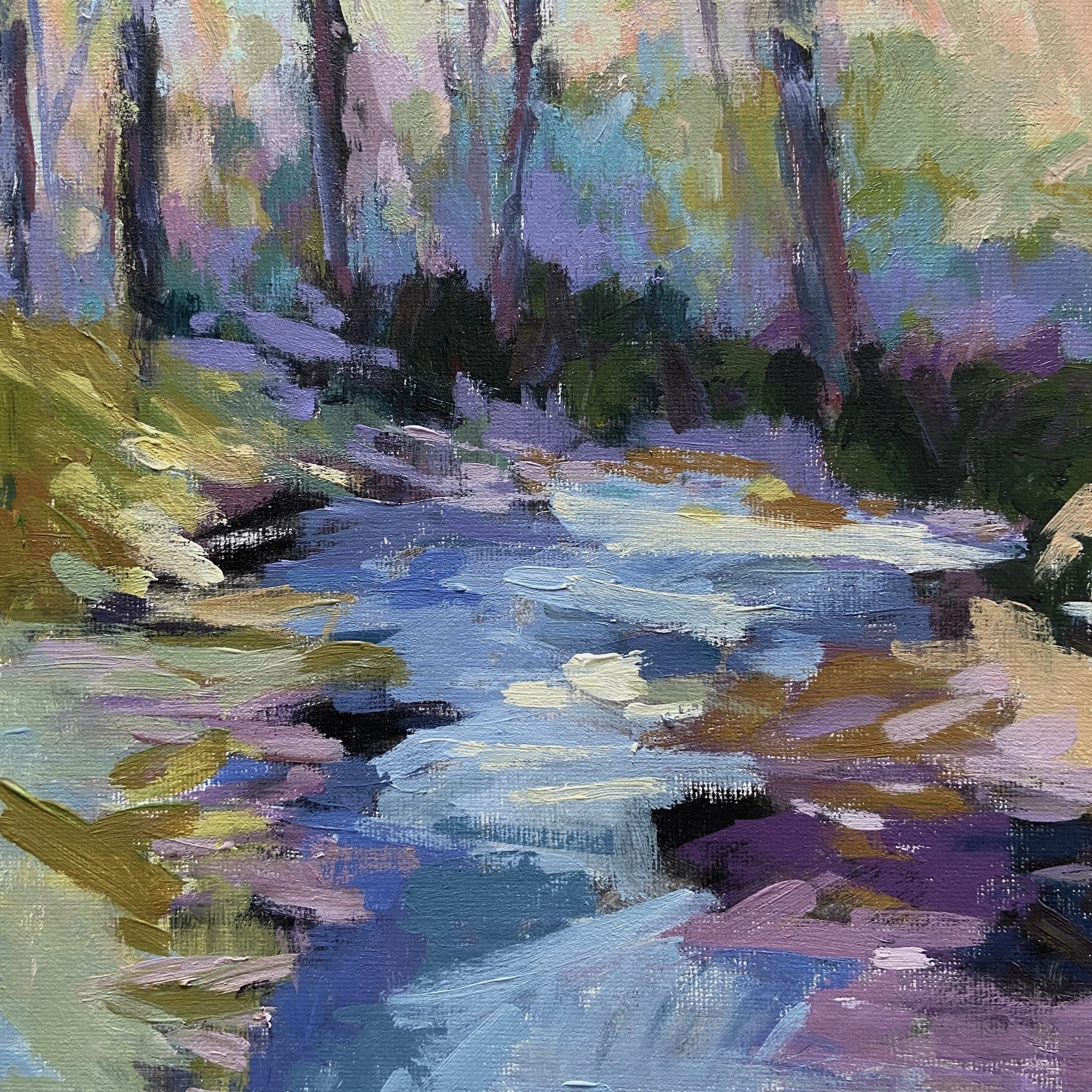 Quick 8x8 acrylic study. Using up some leftover paint on my palette. #landscapepainting #acrylic #joycesheltonstudio