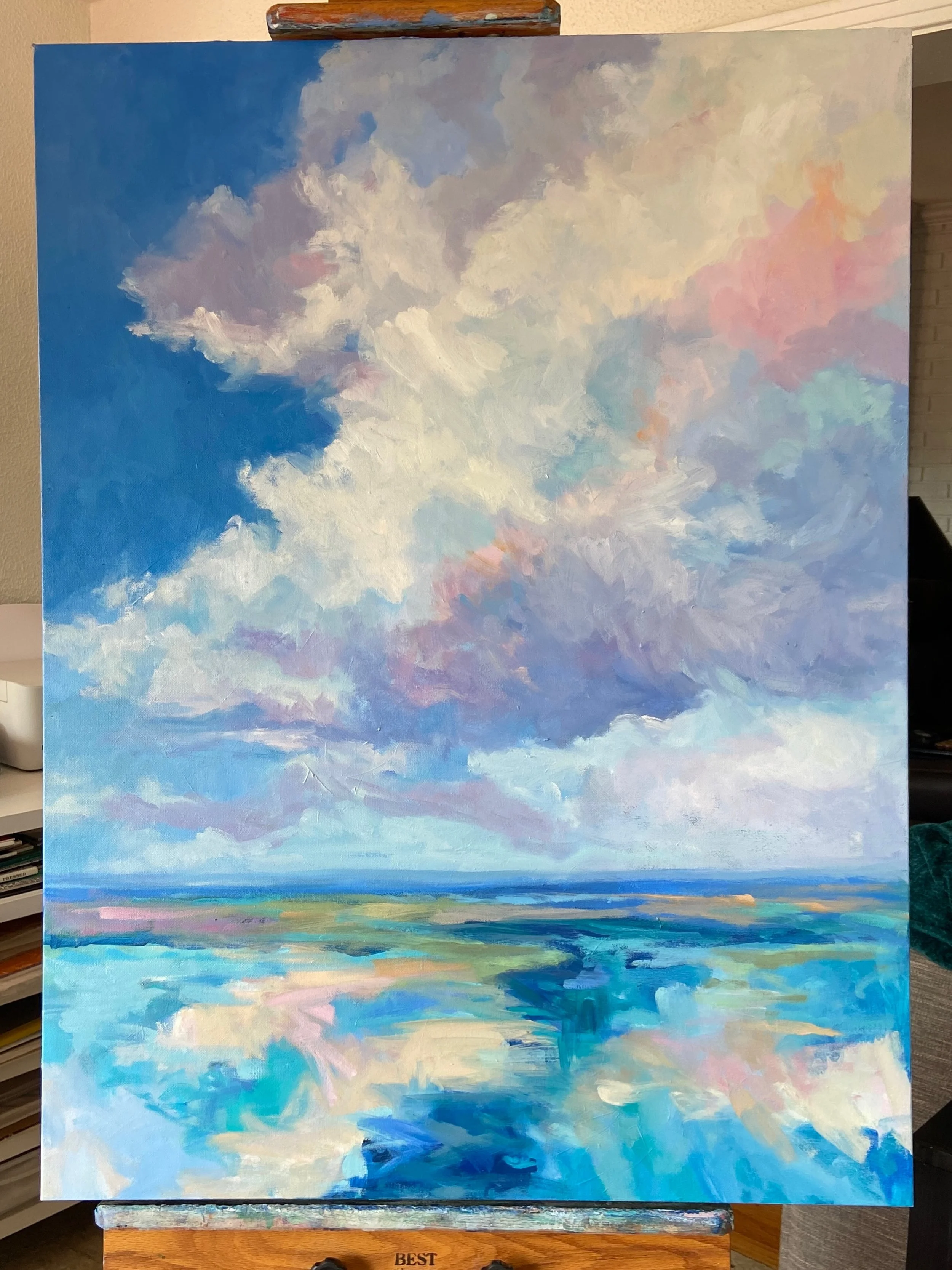 Rescued for the fourth time! There are so many layers under here but I refused to give up on this canvas! Putting it aside for now but I&rsquo;m thinking it&rsquo;s pretty close to its final makeover. 30x40 #oil-painting on gallery-wrapped canvas. #s