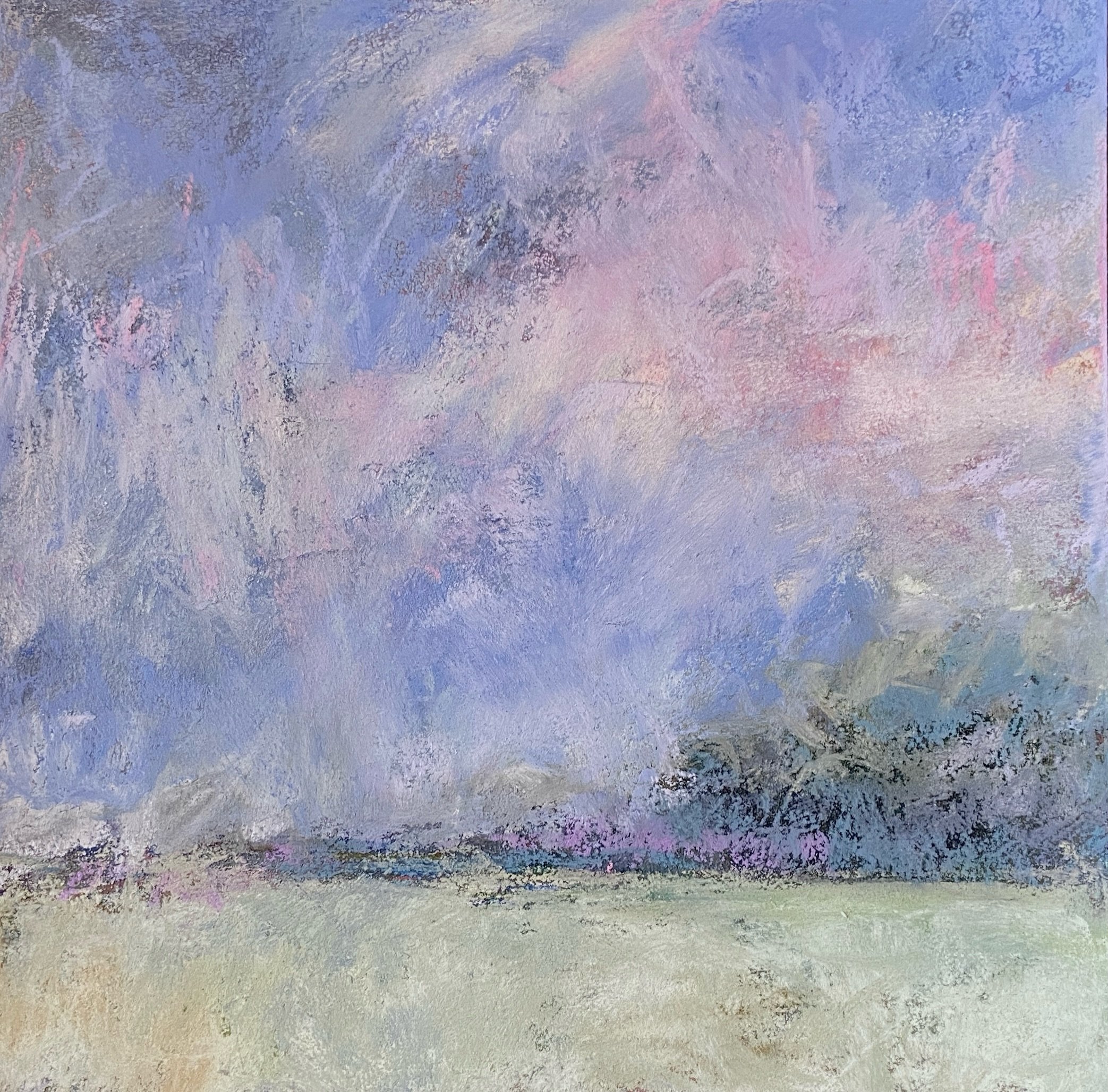 Texture experiment using Lascaux fixativ between layers. I&rsquo;ll try anything to help me paint loose and trick me into painting less detail! I like the soft moodiness and subtle peeks of earlier layers showing through. Soft Pastel on PastelMat 8x8