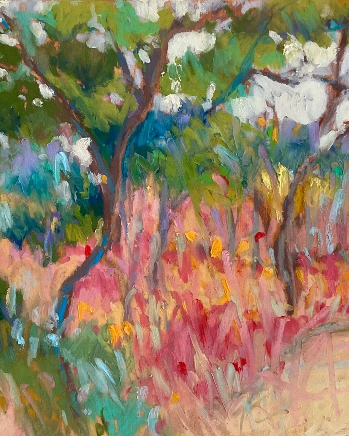 &ldquo;Michigan Summer&rdquo; Off to a new home! #oilpastel on cradled wood #pastel #landscapepainting #joycesheltonstudio