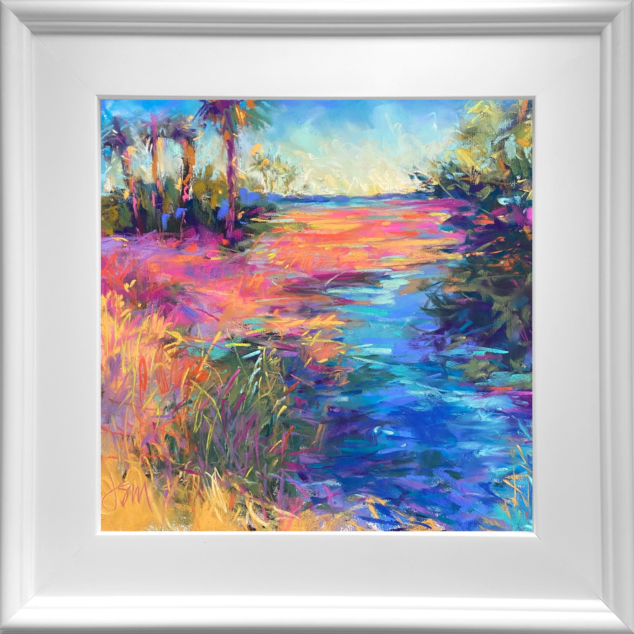 Swipe to see my reference. Who says you have to paint the colors you see? #pastel #landscape #Florida #color #joycesheltonstudio