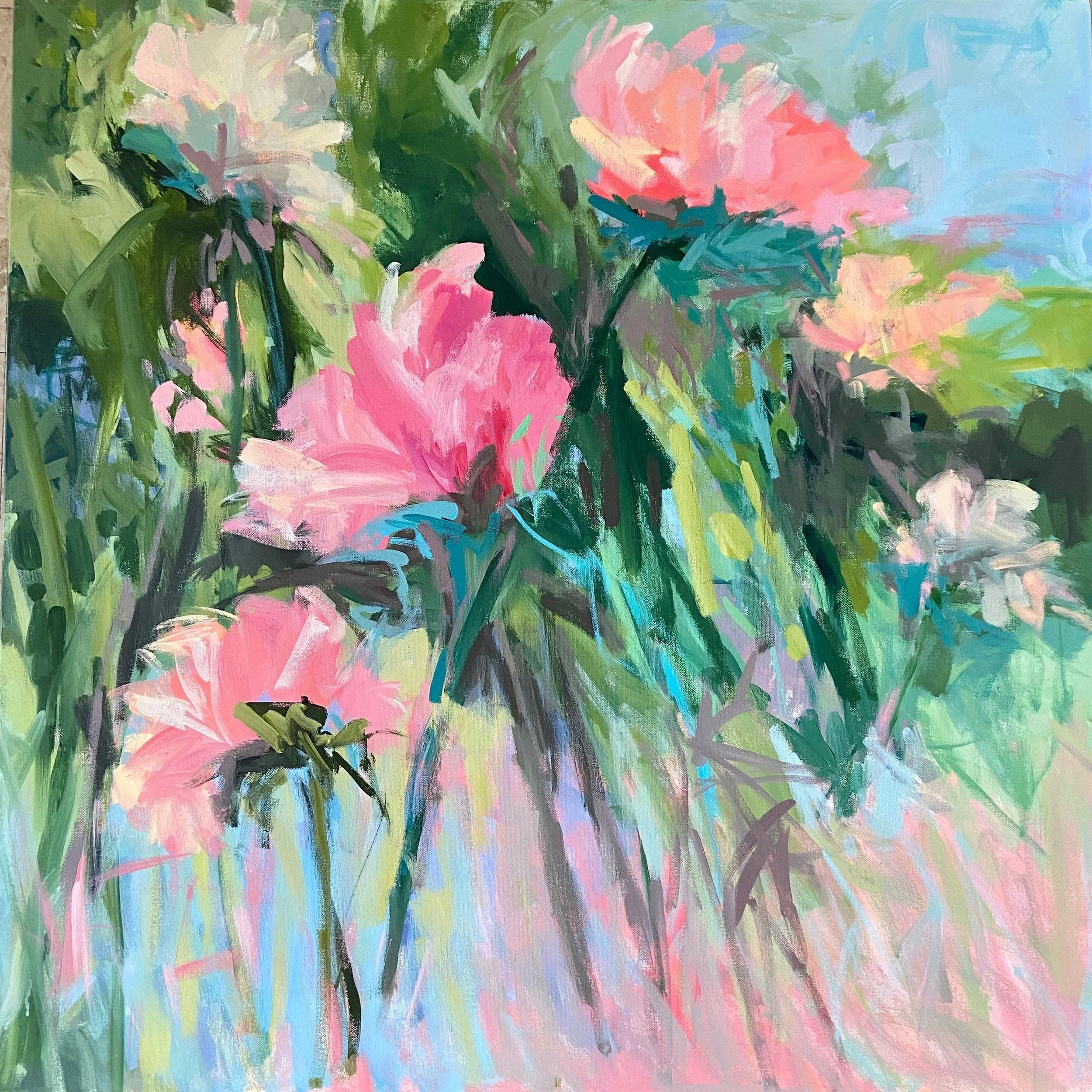 HaPpY SuNdAy! 36X36 acrylic on canvas #flowerpainting #joycesheltonstudio