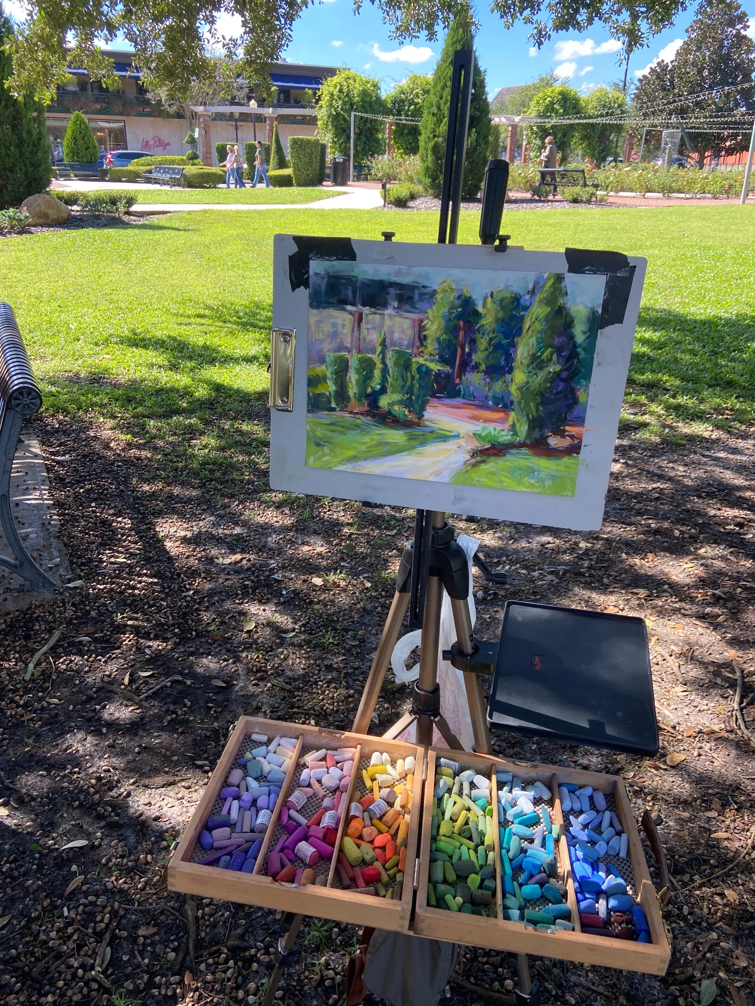Plein Air painting on Park Ave. this morning with the master! Thank you @morgansamuelprice for a lovely time painting together in this glorious weather! After a long hot, muggy summer it felt so good to get outside and paint! C&rsquo;mon #pleinairpai