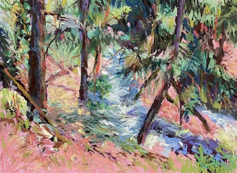 GREGG'S CREEK • Oil Pastel On Wood • 11"x14" • SOLD