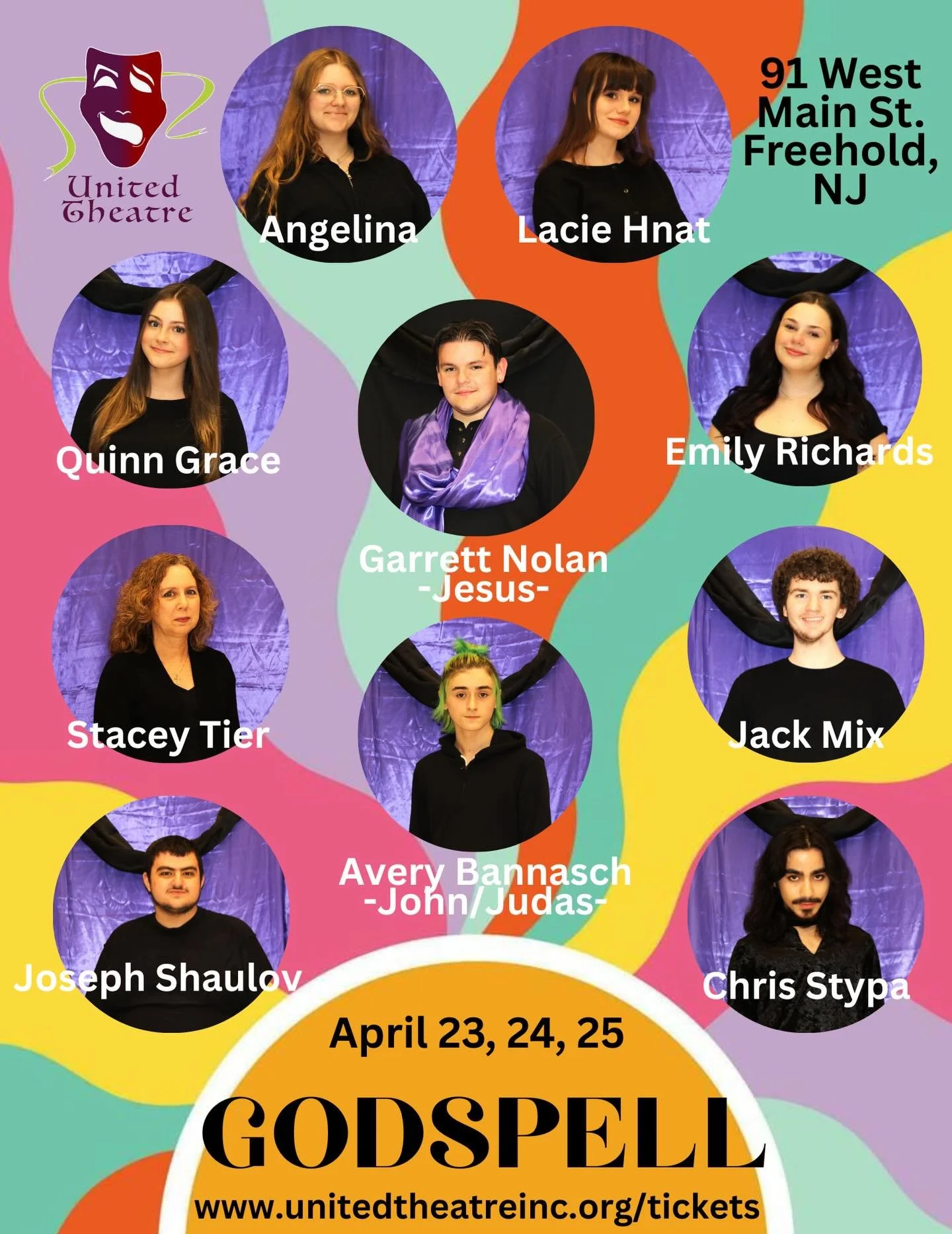 Prepare Ye! 🎭 United Theatre presents GODSPELL.
📍 91 W Main St, Freehold
🗓️ April 23, 24, &amp; 25 | 7 PM
🎟️ Tickets linked in bio!