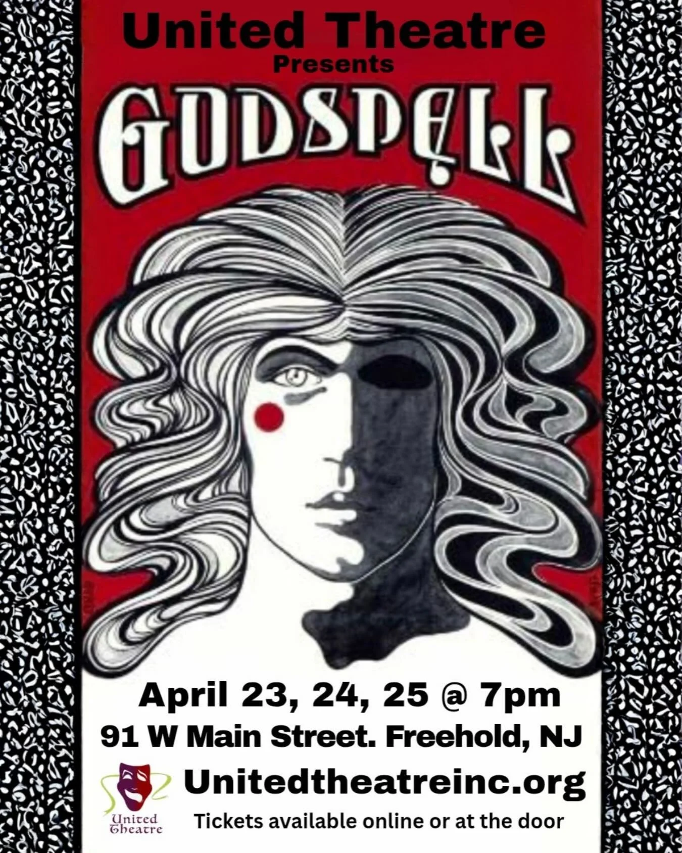 🎭 United Theatre presents: Godspell 🌟
🗓️ April 23, 24, 25 at 7pm
🎟️ Tickets available at unitedtheatreinc.org

#newjersey #musicaltheater #godspell #godspellmusical