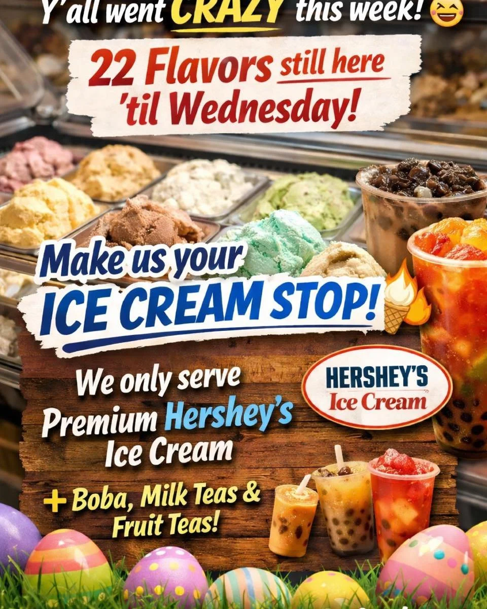 Not gonna lie&hellip; y&rsquo;all wiped us out of a couple flavors this weekend 😂

BUT don&rsquo;t worry &mdash; we&rsquo;ve still got 24 flavors loaded up until the next shipment hits Wednesday.

Out doing egg hunts and family stuff?
Slide through 