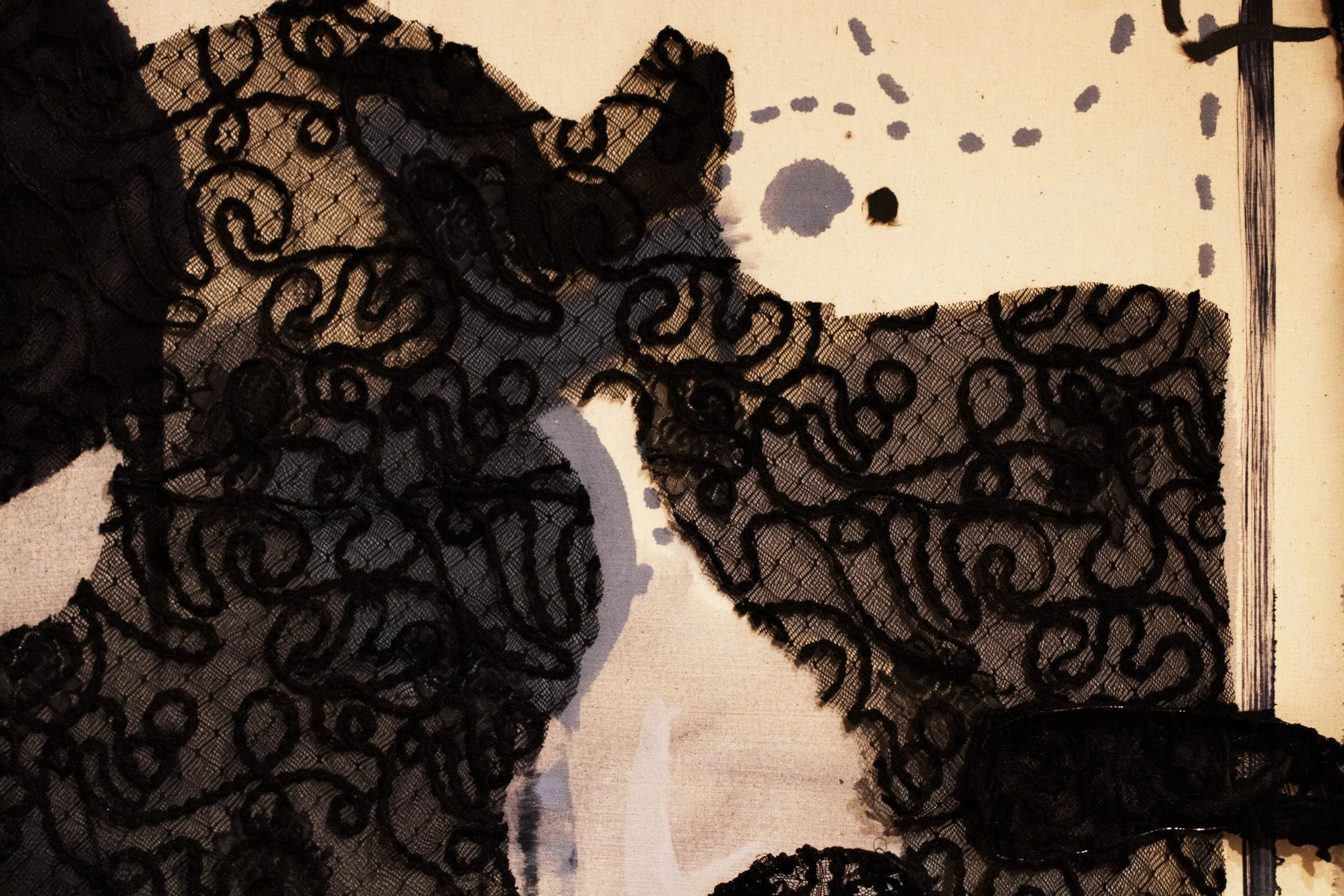 "Should We Keep In Touch?"
Oil and lace on linen.
30" in. x 40" in.
2025
(Close-up Image 1)