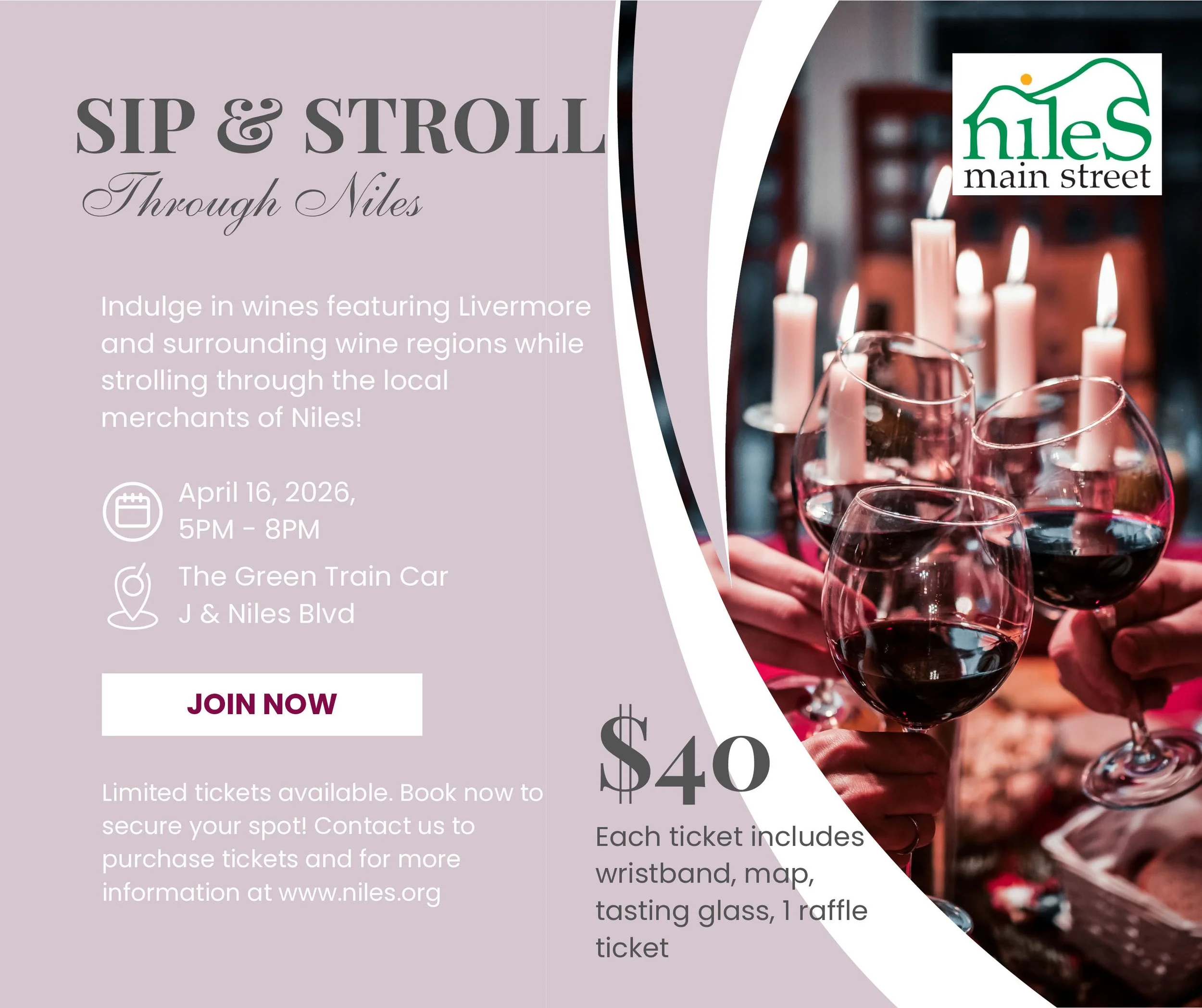 Sip & Stroll Through Niles Experience