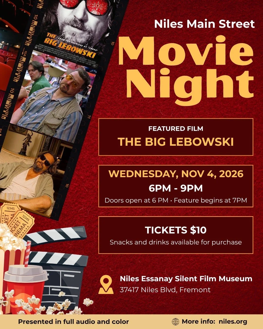 “The Big Lebowski” Movie Night at Essanay Silent Film Museum