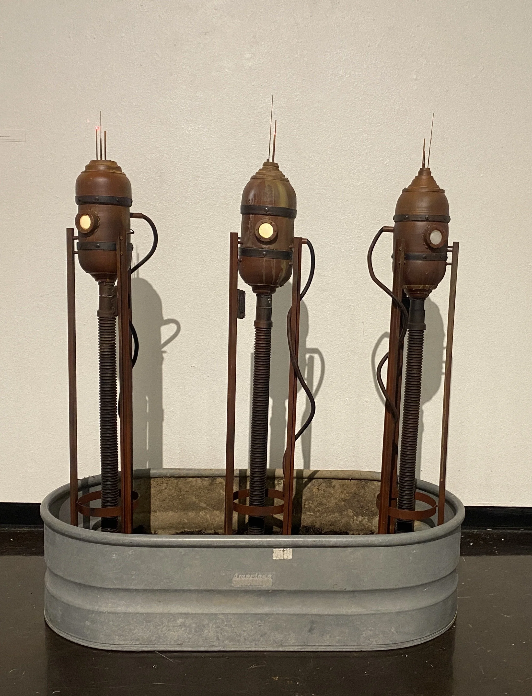 Tri-Pod
2023
12" x 54" - 3 pieces
Ceramic, metal, rubber, plastic and acrylic paint