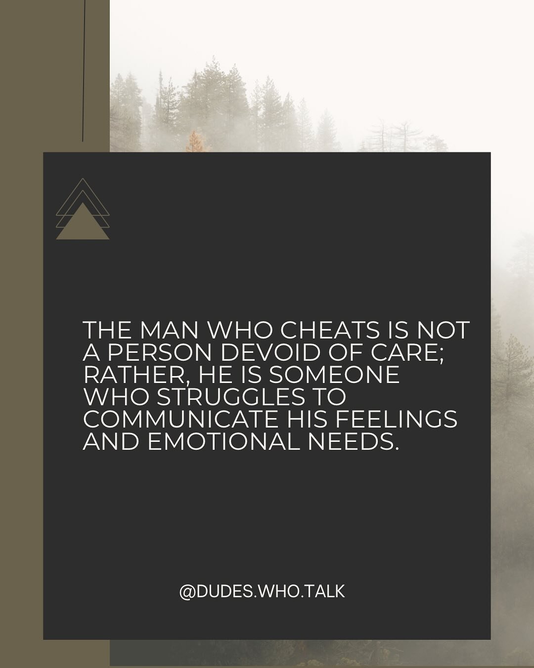 The man who cheats isn&rsquo;t heartless, he&rsquo;s lost in the struggle to express his true needs. Healing begins when we confront our emotions, embrace vulnerability, and find the courage to ask for what we truly need. 💔 

#itsokaytotalk #mensmen