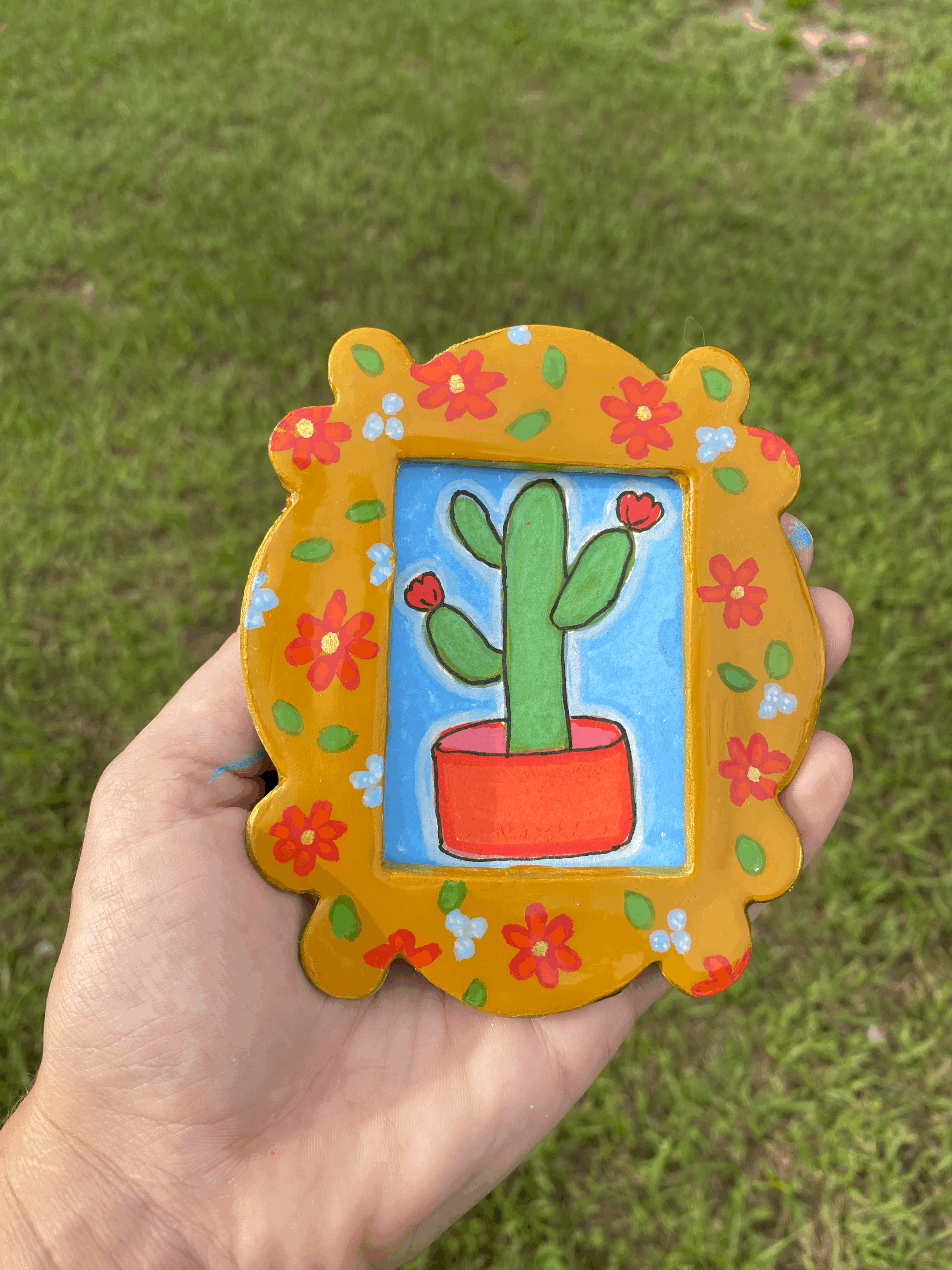 Magnetic Flower Frame (with cactus drawing)