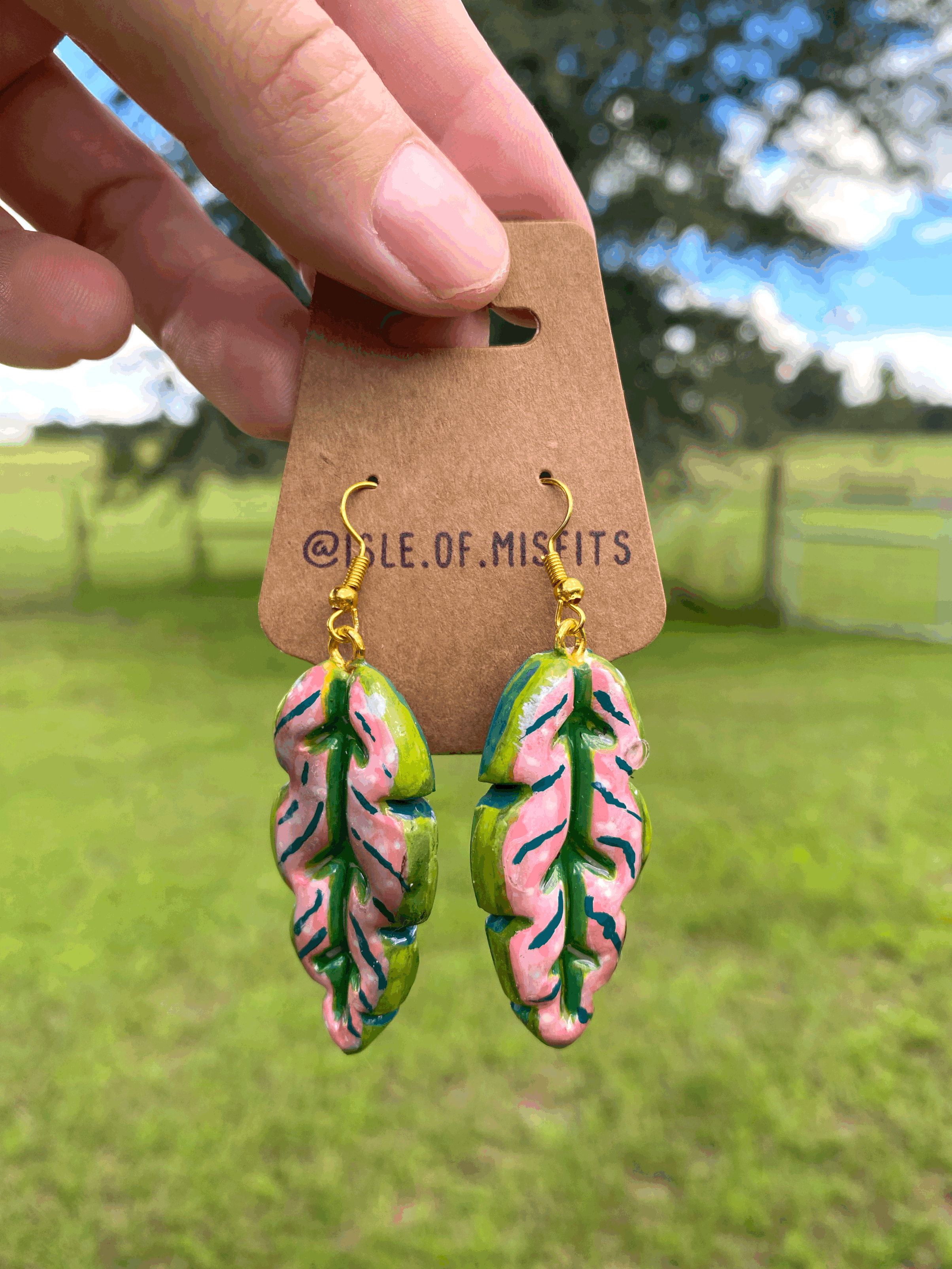 Pink Princess Philodendron Earrings