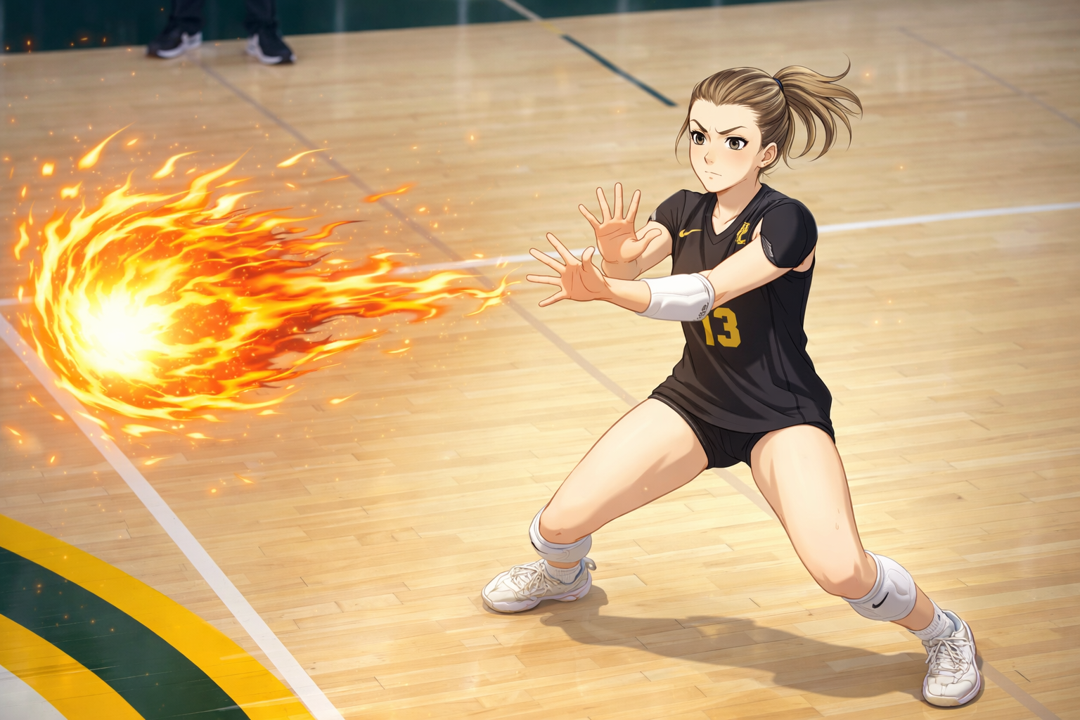 Turn the image into an anime.  Replace the ball with a fireball traveling to the right.