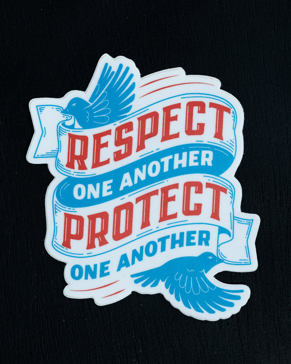 "Respect and Protect" 3" Sticker by Kristle Marshall.