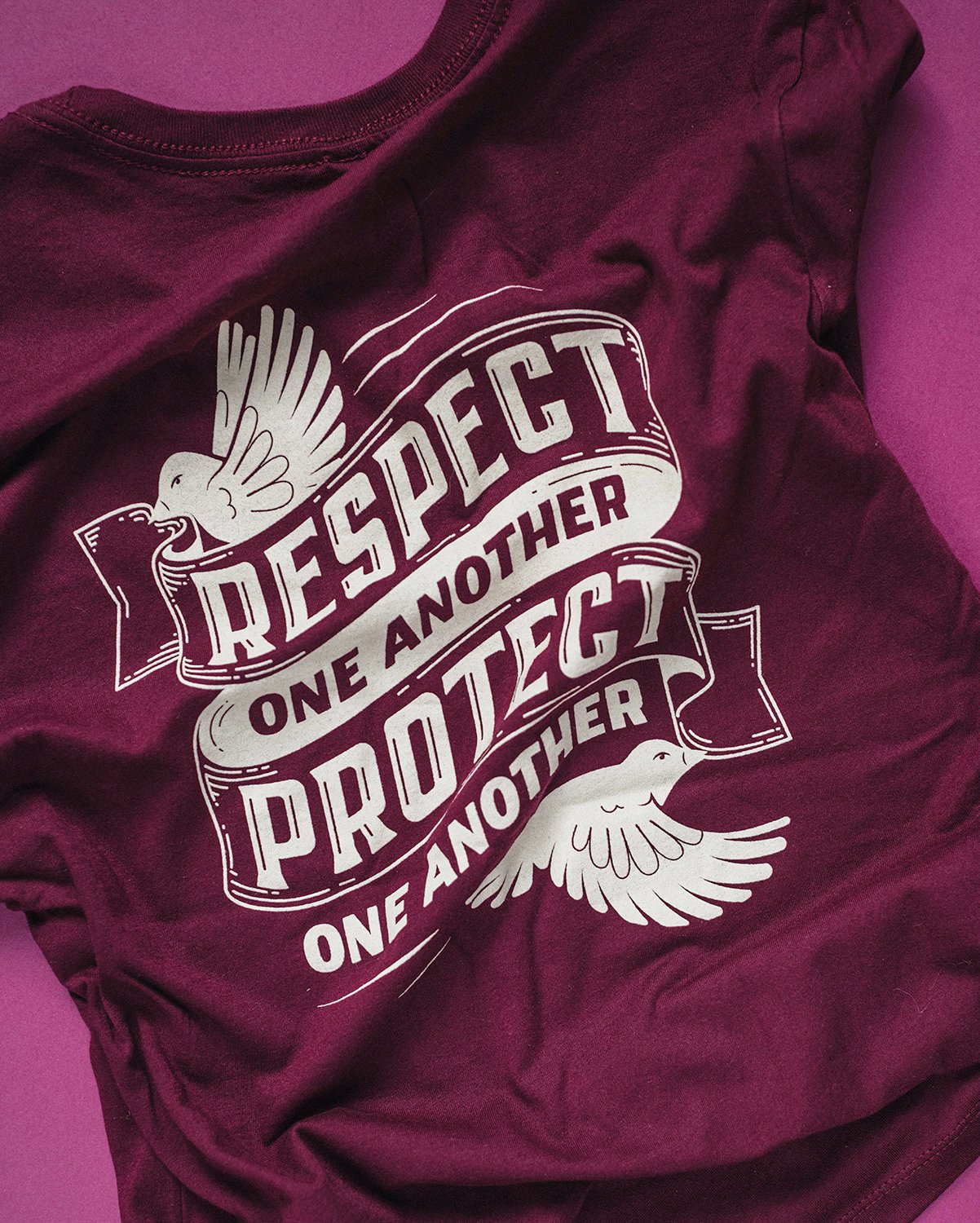 Back of "Respect and Protect" t-shirt by Kristle Marshall for the Herbivore Clothing Social Justice Fundraiser.