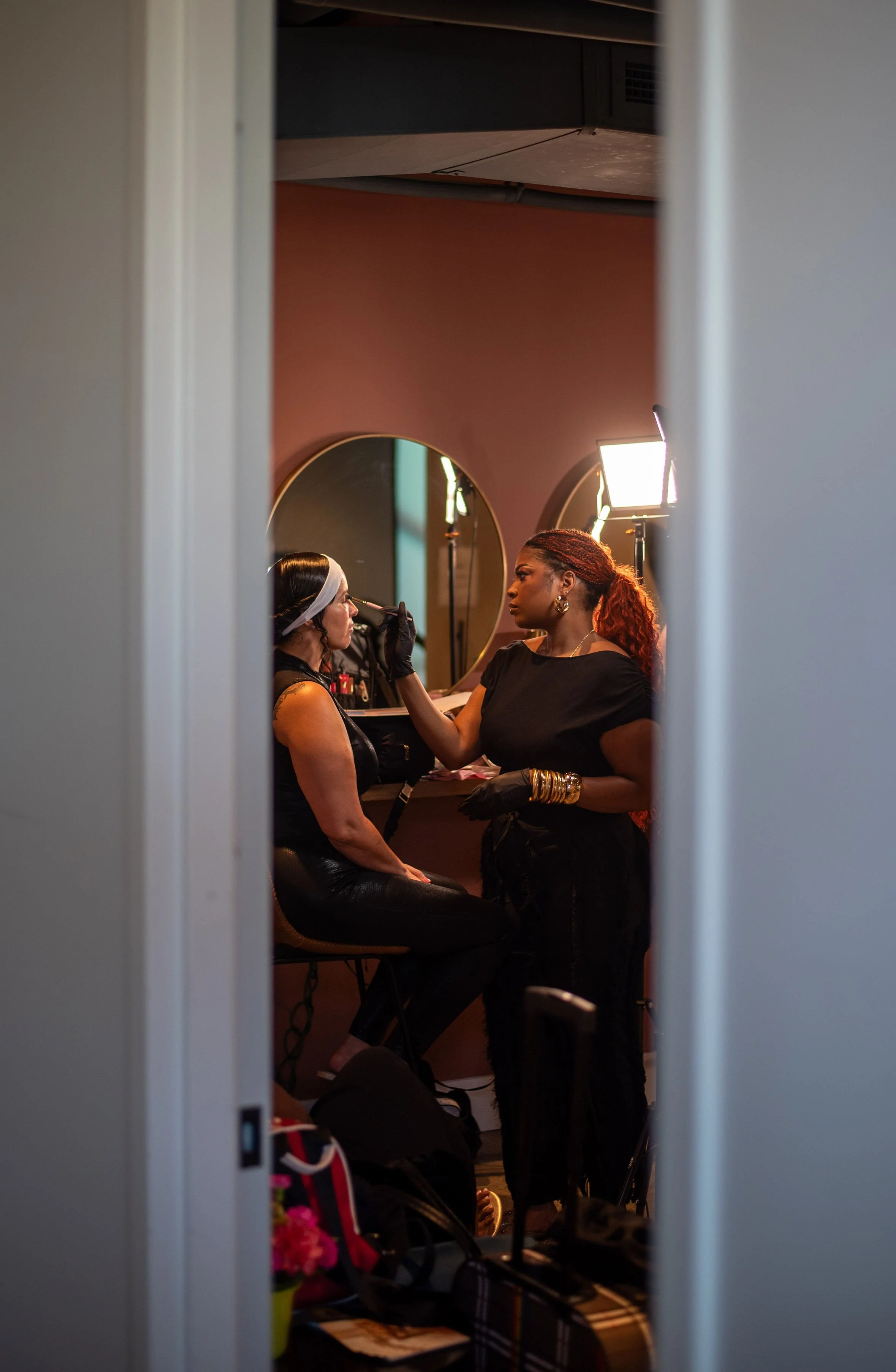 Makeup Artist Kenya Long from Kenya Beats Makeup Artistry. Soft Glam Makeup on model for a bridal fashion show in Charlotte, NC.