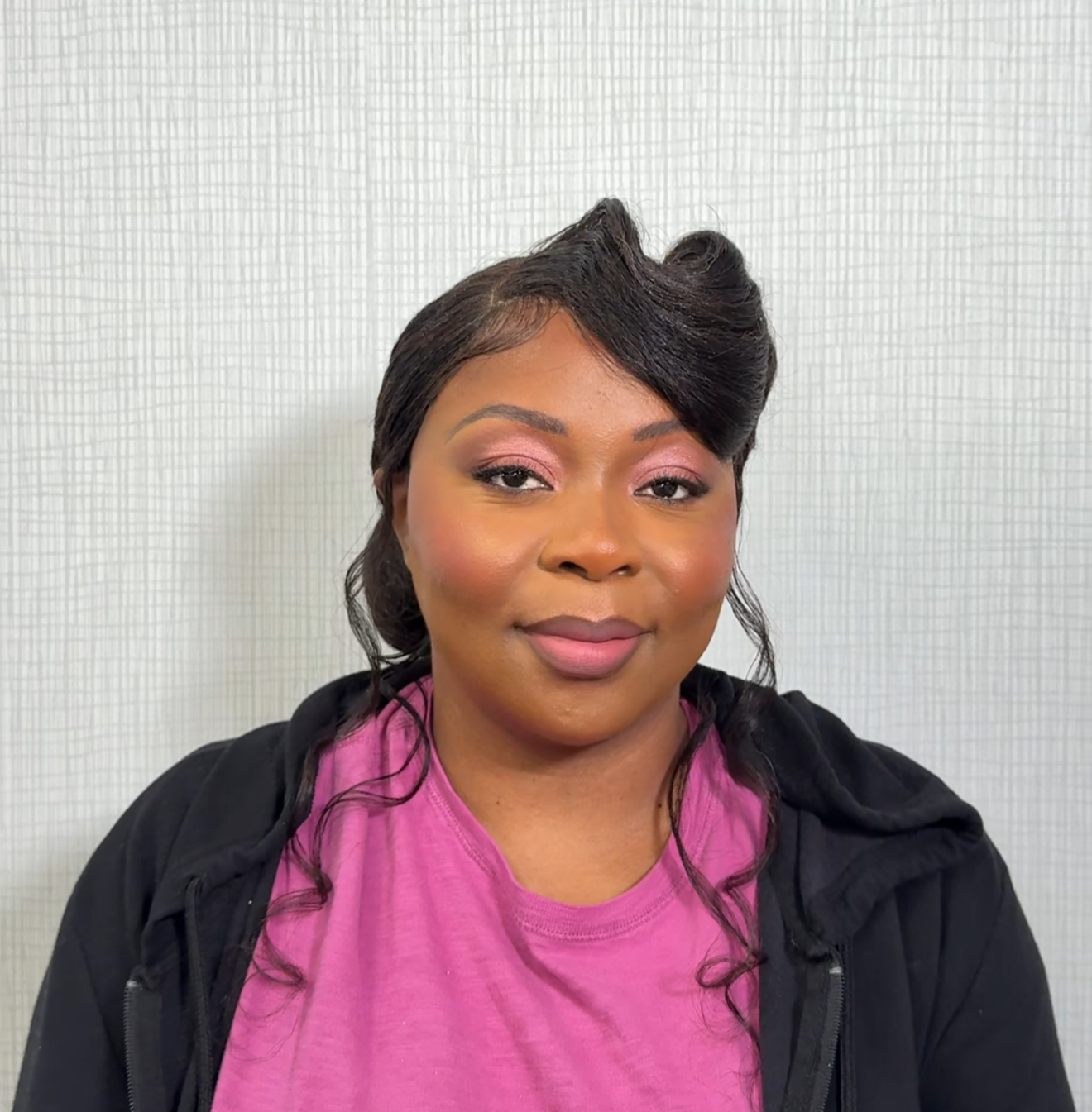 Full glam makeup look on a bridesmaid with brown skin by Kenya Beats Makeup Artistry in Raleigh, NC.