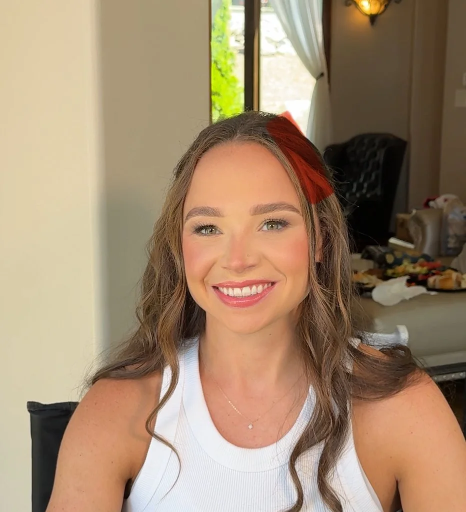 soft glam makeup on a bridesmaid light-medium skin by Kenya Beats Makeup Artistry at Bella Collina Mansion in Stokesdale, NC