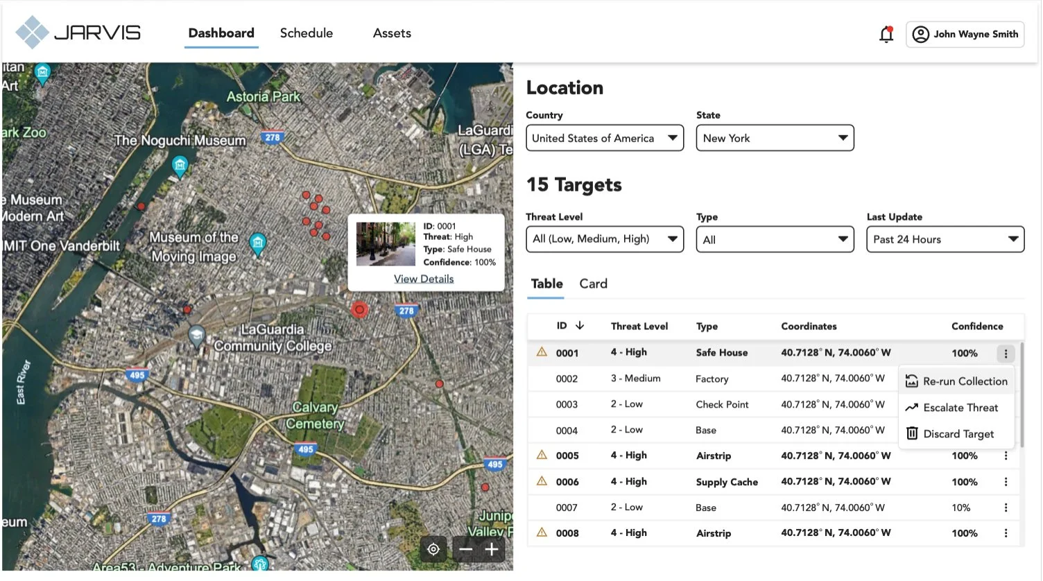 Dashboard showing more options