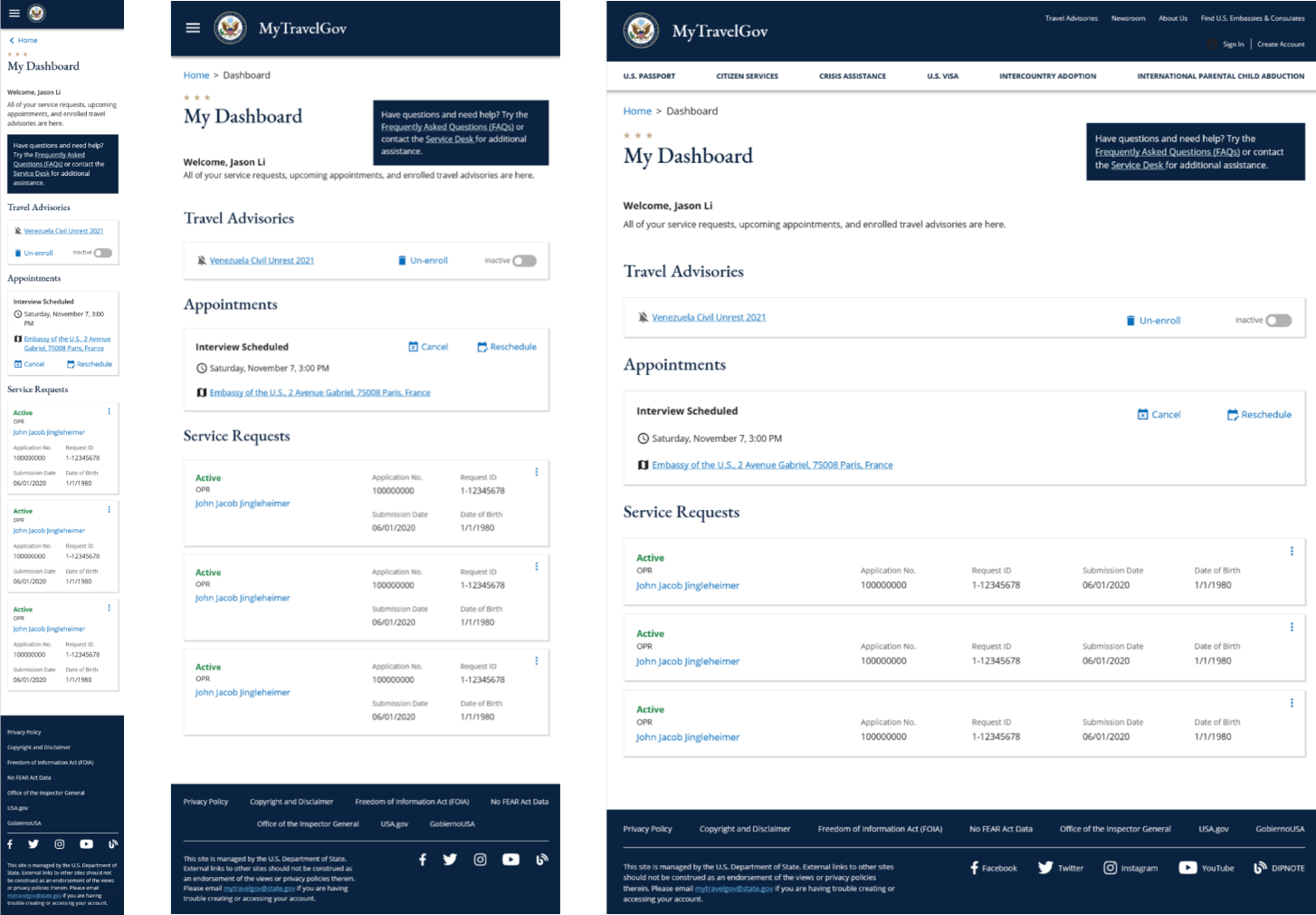Portal concept for MyTravelGov