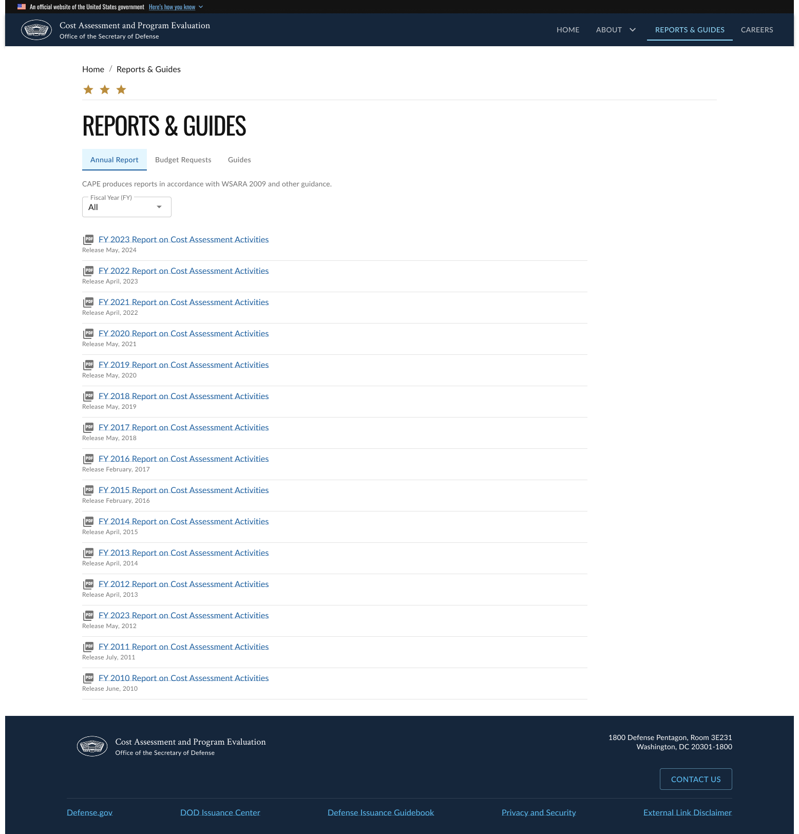 Reports page