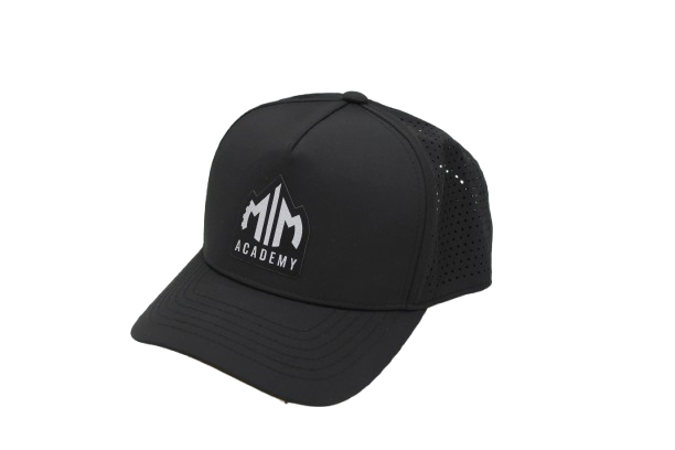 Black 5 Panel Mach 1 Hat Rounded Bill