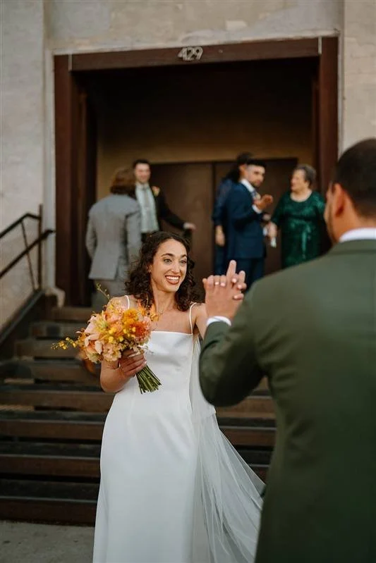 Bride and Groom exit their Ice House wedding ceremony.
Photography By: Andrea Cakmar Photo + Film