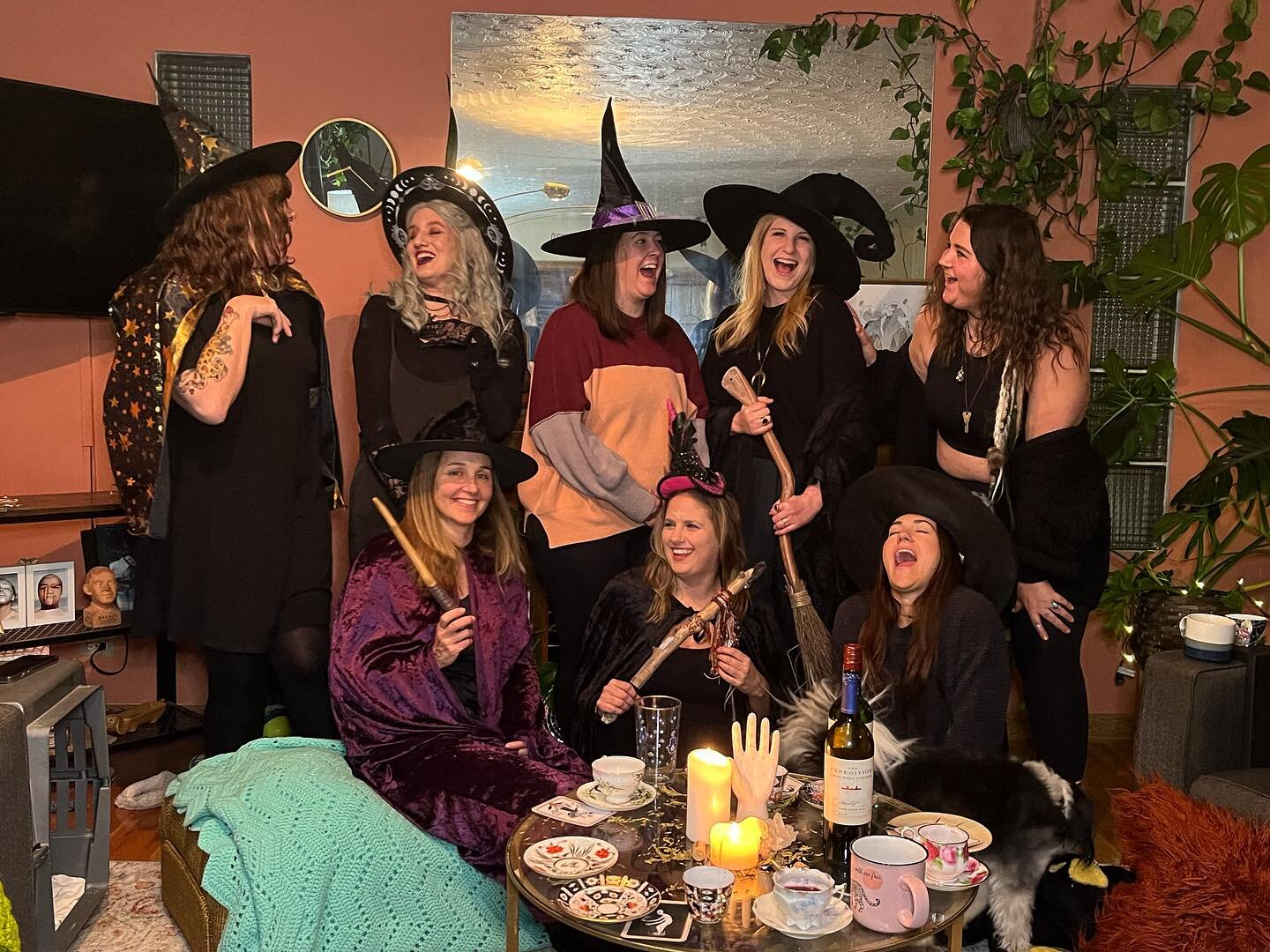 Get yourself friends who will dress up as a witch on a Tuesday, just because 🔮✨🖤
.
.
This is our women&rsquo;s circle 
.
We meet once a week to share what&rsquo;s on our hearts and what&rsquo;s on our minds
.
We laugh, we cry and we heal deeply
.
.