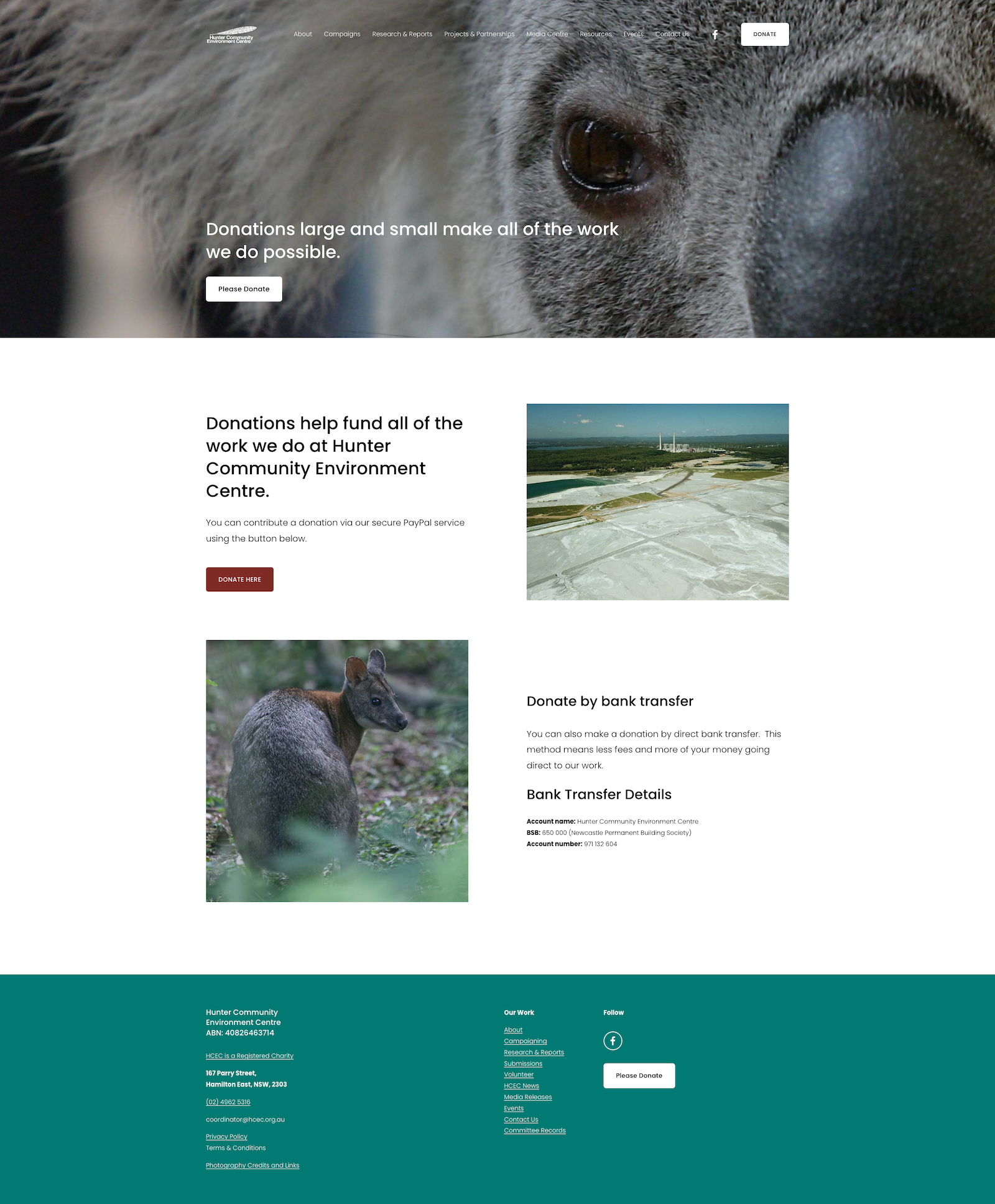 HCEC website Donations page