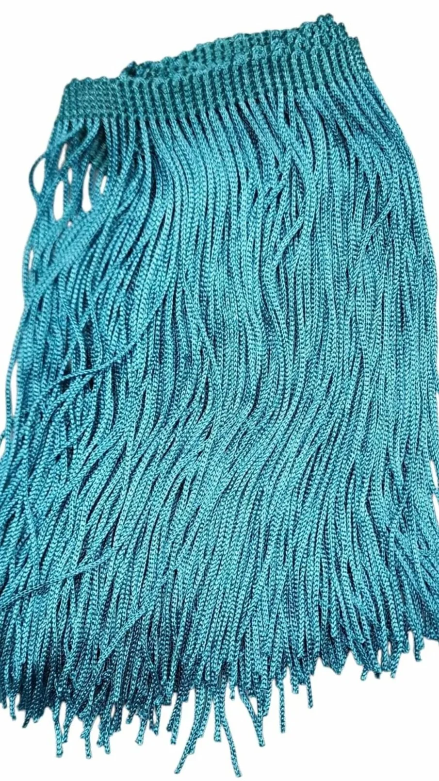 Jade Blue Fringe Trim: 6-Inch Wide, Sold by the Yard