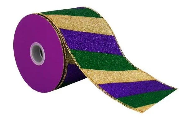 Mardi Gras Diagonal Stripes Wired Taffeta Ribbon (3).jpg