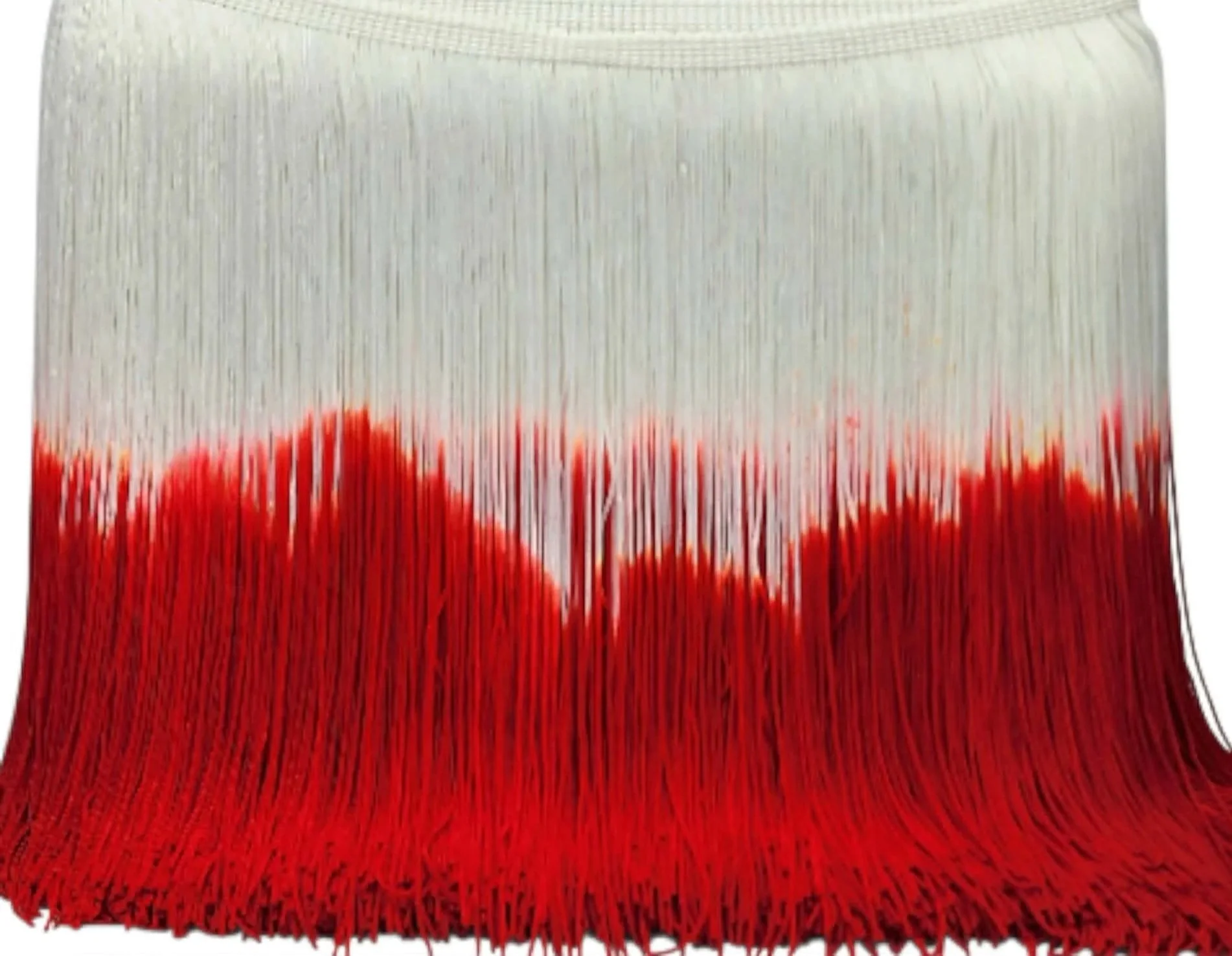 White & Red Ombre Fringe