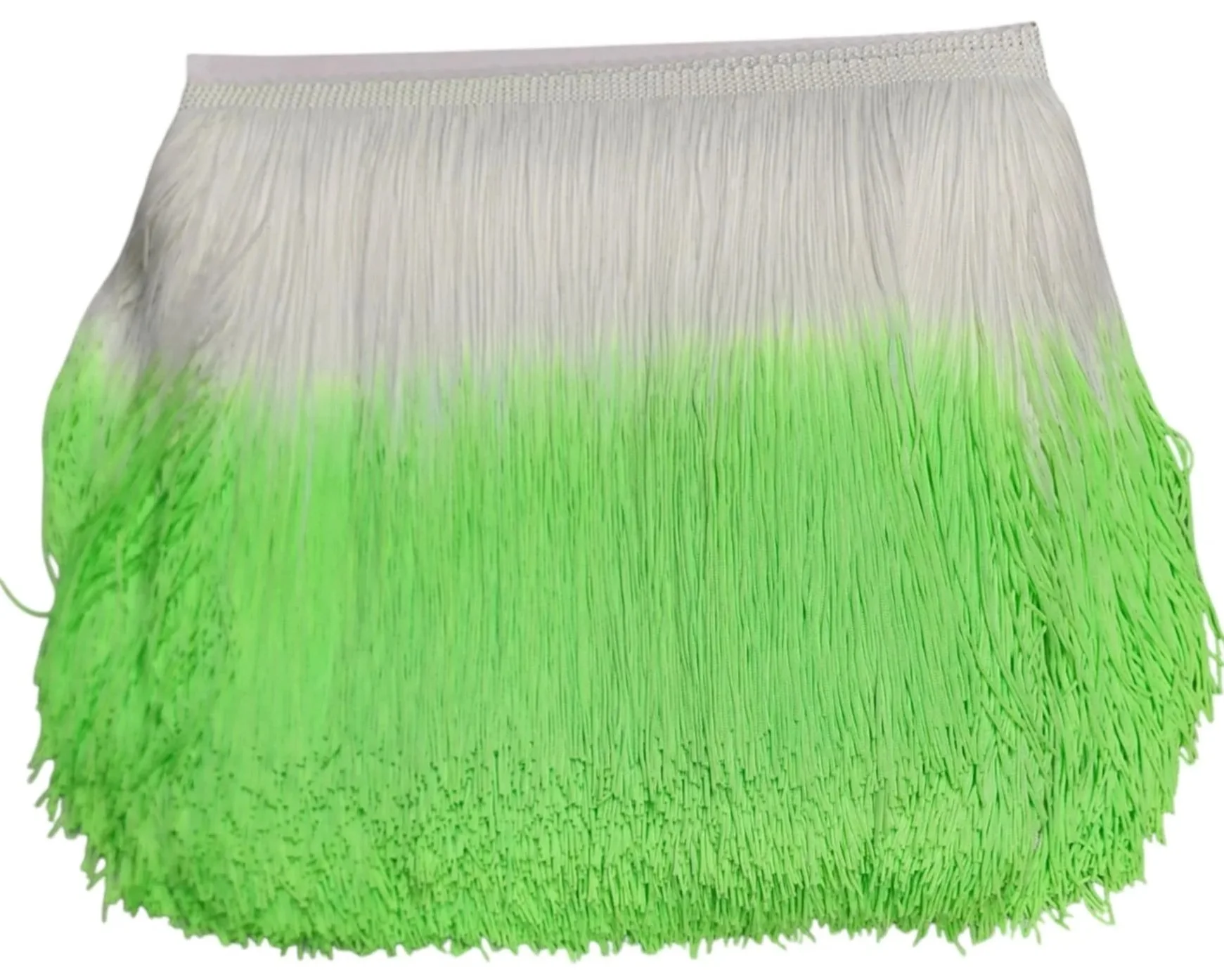 White & Light Green Ombre Fringe