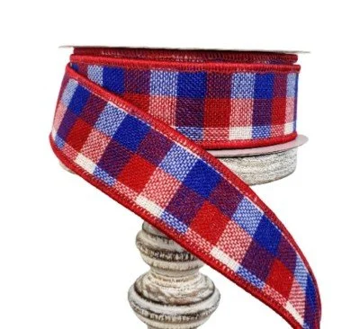 Patriotic Reverse Flannel Mini Checked Ribbon - Timeless Charm