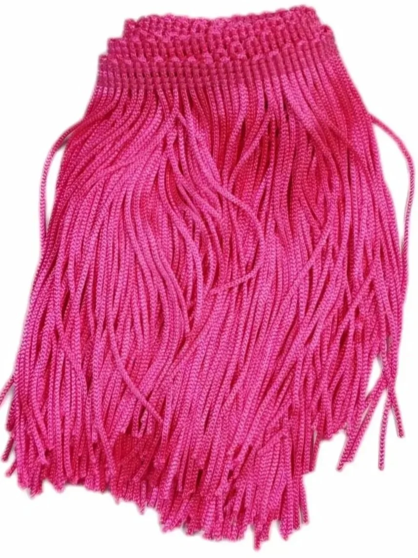 Hot Pink Fringe Trim: 4-Inch Wide, Sold by the Yard
