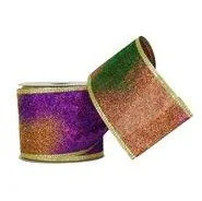 Mardi Gras Ombre Wired Metallic Ribbon