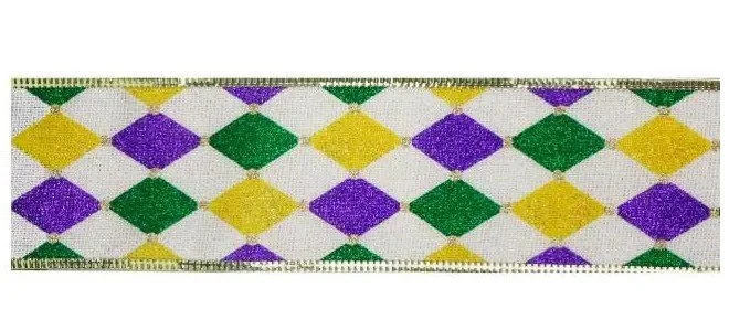 Mardi Gras Glitter Diamond Wired Taffeta Ribbon (3).jpg