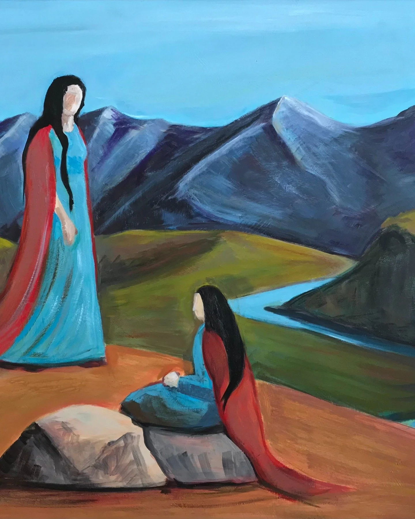 Recently to my amazement and joy I sold 7 of my Prophetess series artworks to a person who really understood and appreciated what I wanted to convey with these paintings. The series is about women's spiritual and emotional journeys, sisterhood, and w