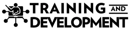 Training and Development logo in black text with a person sitting in a chair at a desk on the left.