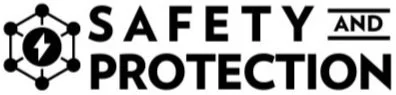 Safety and protection logo with a shield and interconnected nodes.