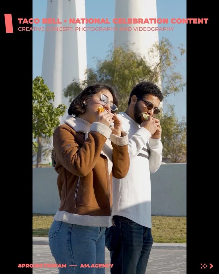 PROJECT - Taco Bell Kuwait @tacobellkuwait
NATIONAL CELEBRATION CONTENT -
SERVICES - CREATIVE CONCEPT, PHOTOGRAPHY AND VIDEOGRAPHY
#ProjectsOfAM
