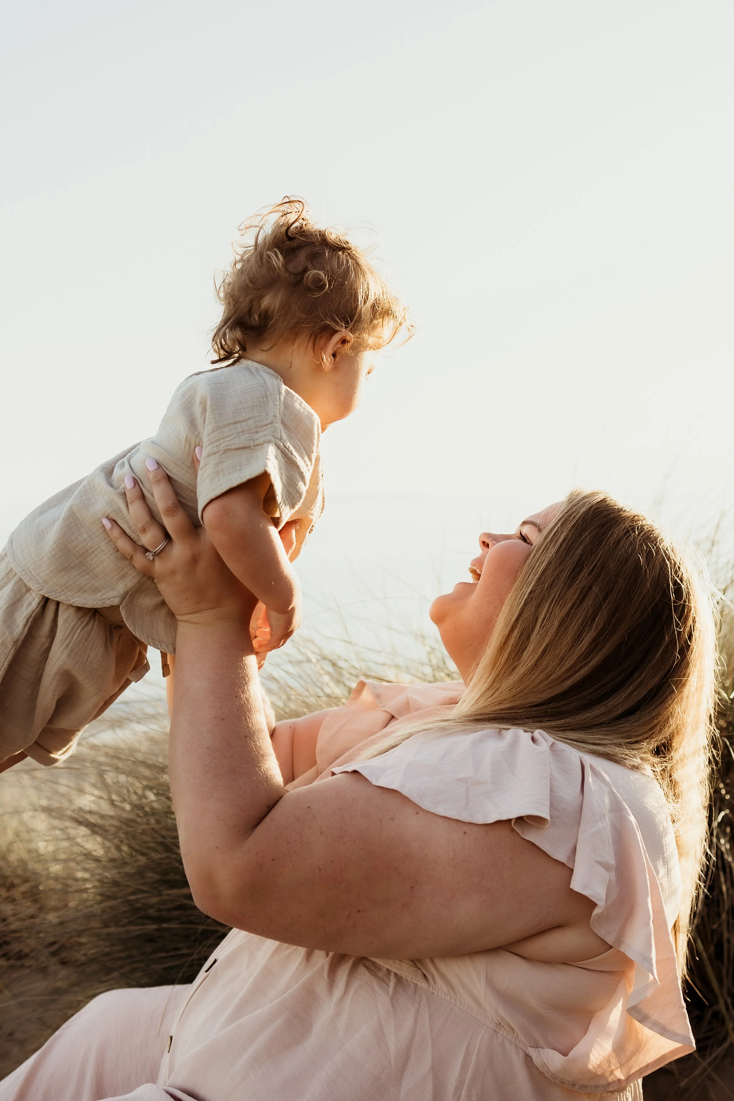 Family beach golden hour photoshoot Dorset