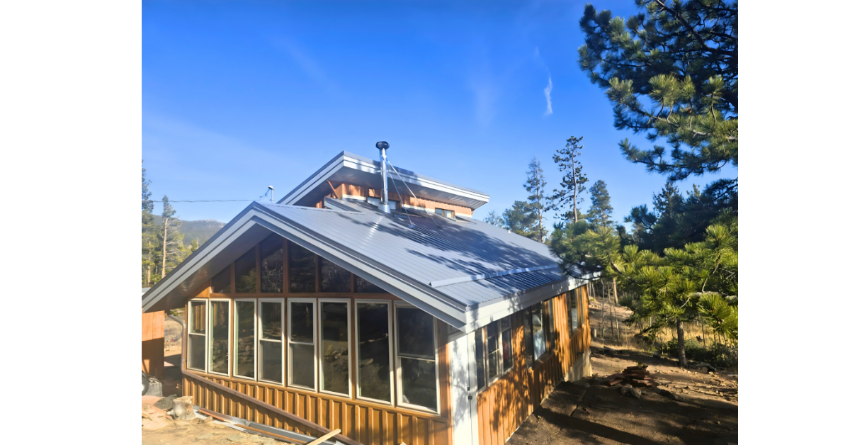 Metal roofing installation on a custom mountain home in Northern Colorado.