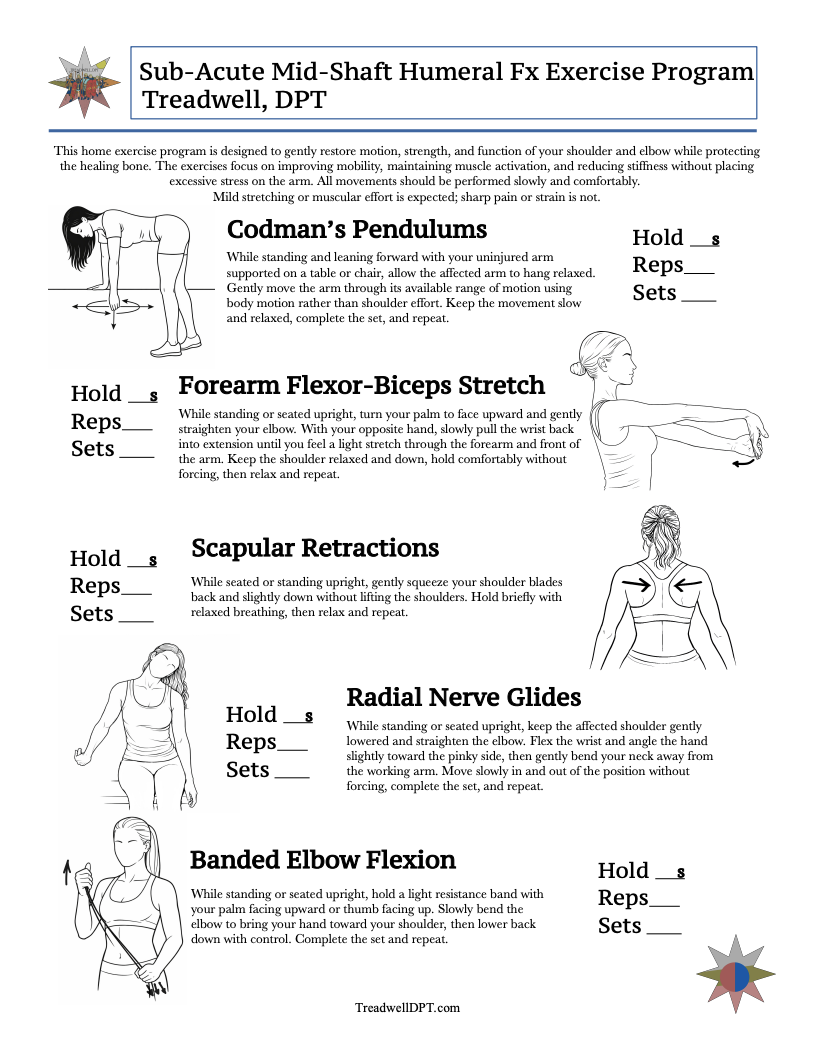 Sub Acute Mid Humeral Fracture HEP Treadwell DPT Physical Therapy Exercises.png