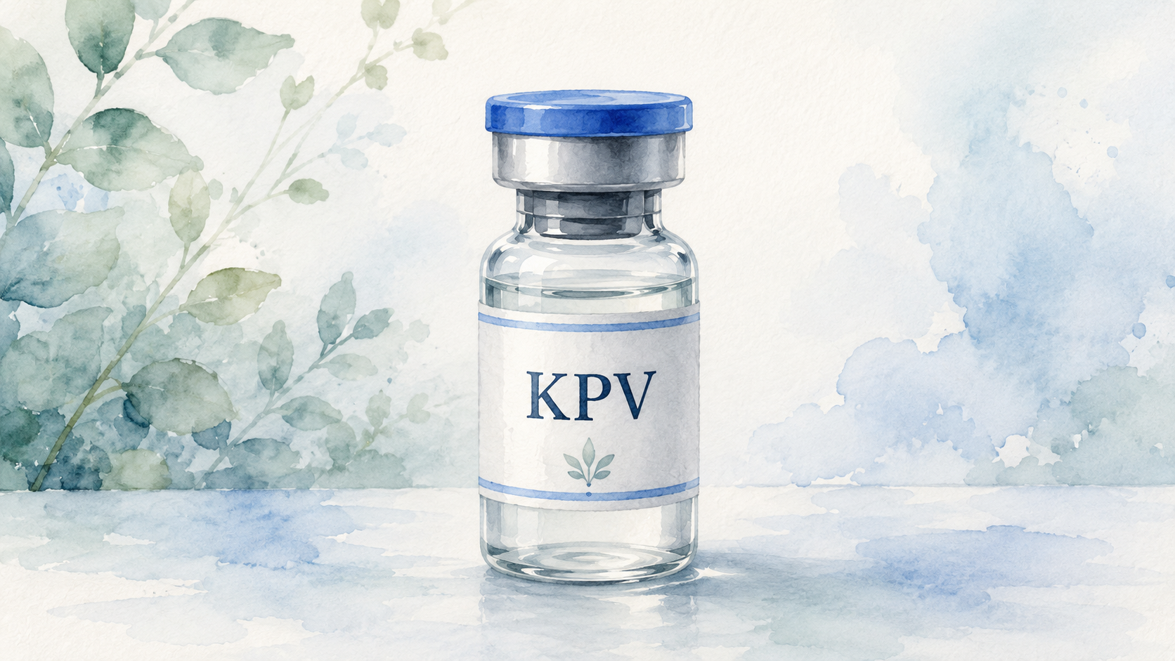 KPV peptide vial representing inflammation balance, gut health, skin support, immune regulation, and wound-healing research