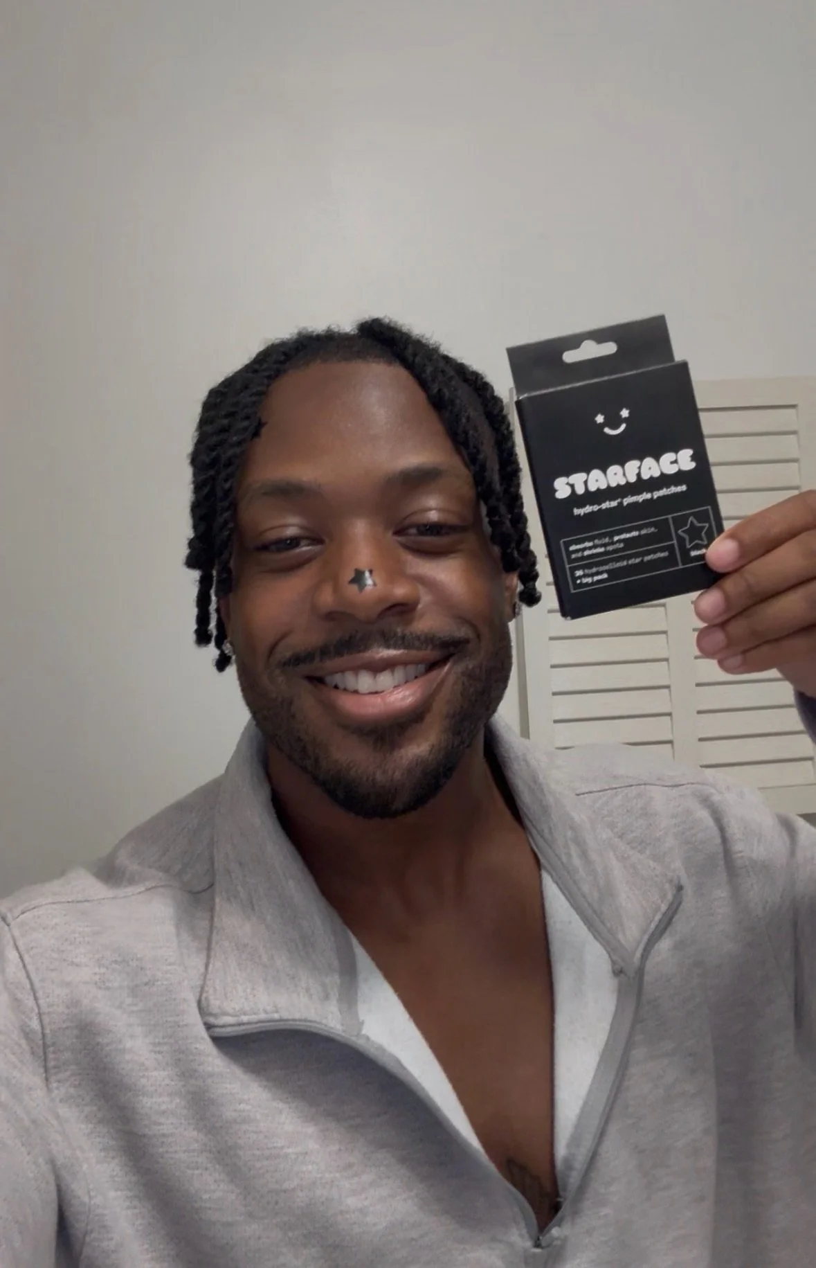 UGC content by Austin Treadwell, Treadwellington, Treadwell, DPT showing off star pimple patches