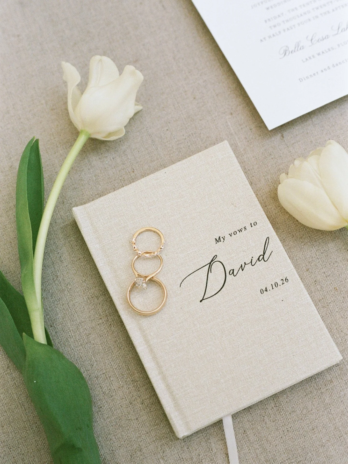 Design Details on Film 
from the Wedding of Alexa + David 
Venue @bellacosaweddings 
Florals @revelationfloral 
Bride @alexablake.hall 
Groom @halldh11 
Gown @thebridalfinery 
Planner @rootstostems 
Gown Designer @inesdisanto 
Rentals @oakandashevent