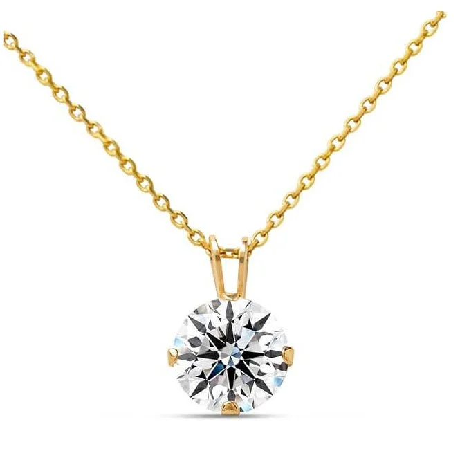 Jaclyn Smith Moissanite Pendant Necklace for Women in Gold – E-F Color, VVS1 Clarity, 1/4 to 2 Carat Solitaire – Brilliant Cut Stone on Sterling Silver Chain